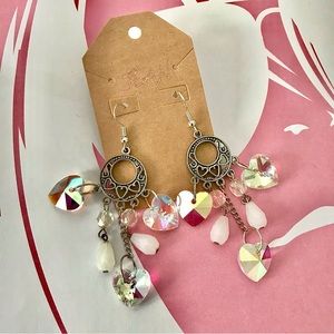 Hand crafted pierced earrings upcycled from broken heart jewelry one of a kind